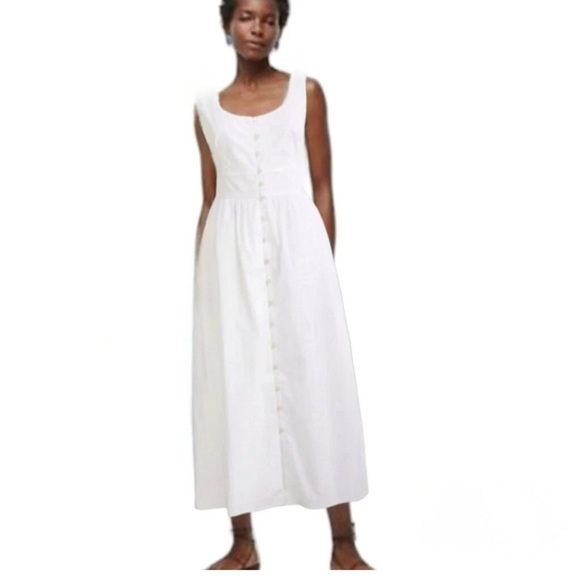 J. Crew Dresses & Skirts - J. Crew Cotton Poplin Button Down Sleeveless White Midi Dress Size 2 Wedding